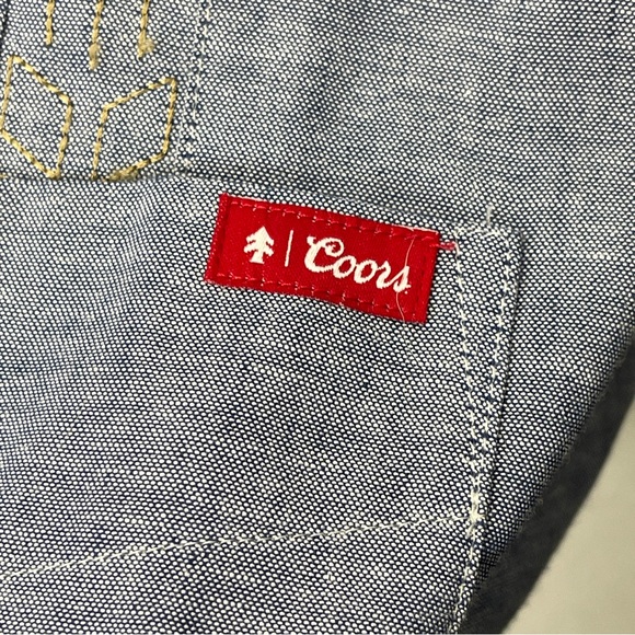 HUCKBERRY X COORS Guayabera Shirt Short Sleeve Blue Western Size Large Brewery - Picture 4 of 9